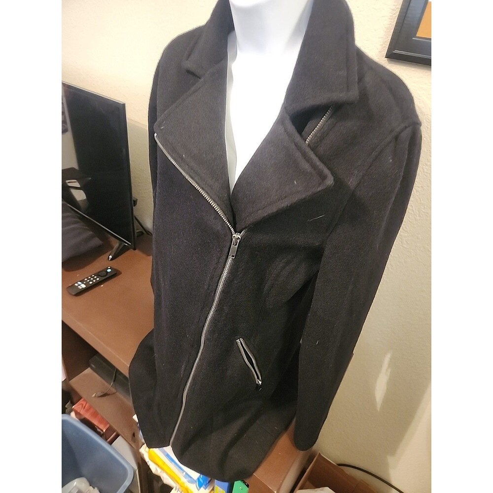 Old Navy Women's Long Black Jacket Size M Medium Trench Coat Parka Winter Top - Picture 3 of 7